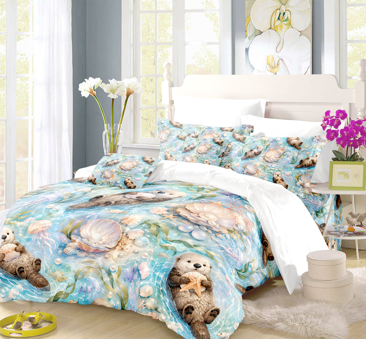 Cute Otter Duvet Cover Set - Print 18