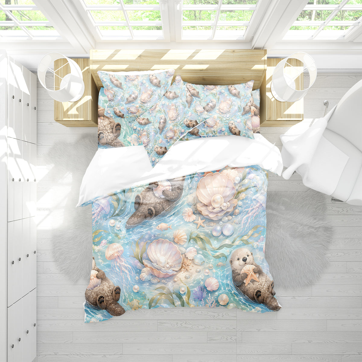 Cute Otter Duvet Cover Set - Print 17