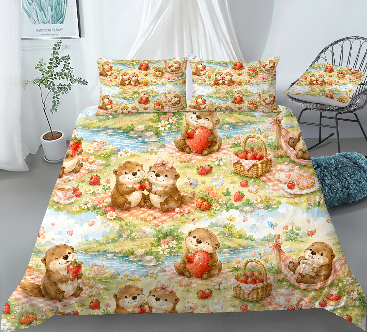 Cute Otter Duvet Cover Set - Print 33