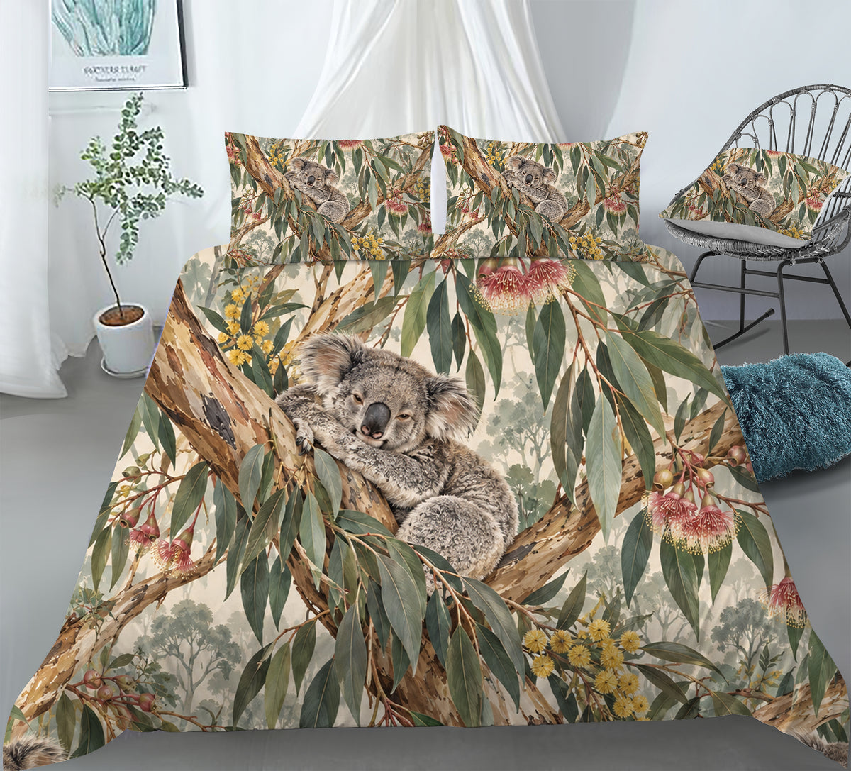 Australian Koala Habitat Duvet Cover Set - Print 3