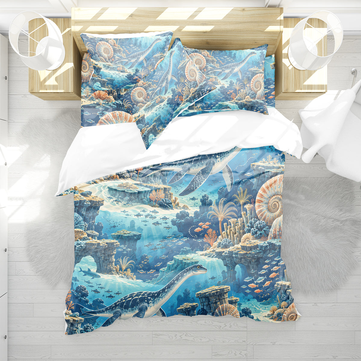 Prehistoric Ocean Kids Duvet Cover Set - Print 5