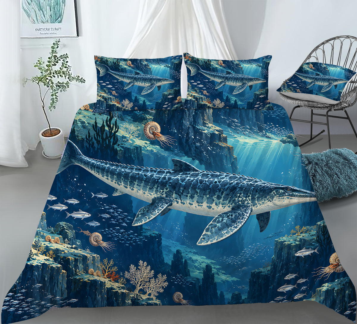Prehistoric Ocean Kids Duvet Cover Set - Print 9