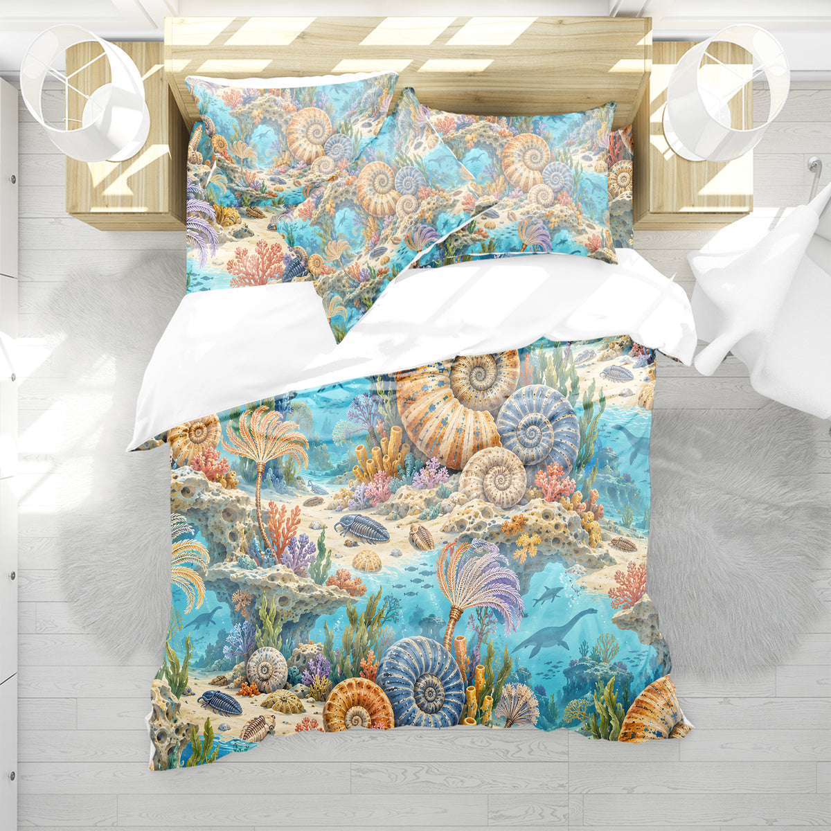 Prehistoric Ocean Kids Duvet Cover Set - Print 17