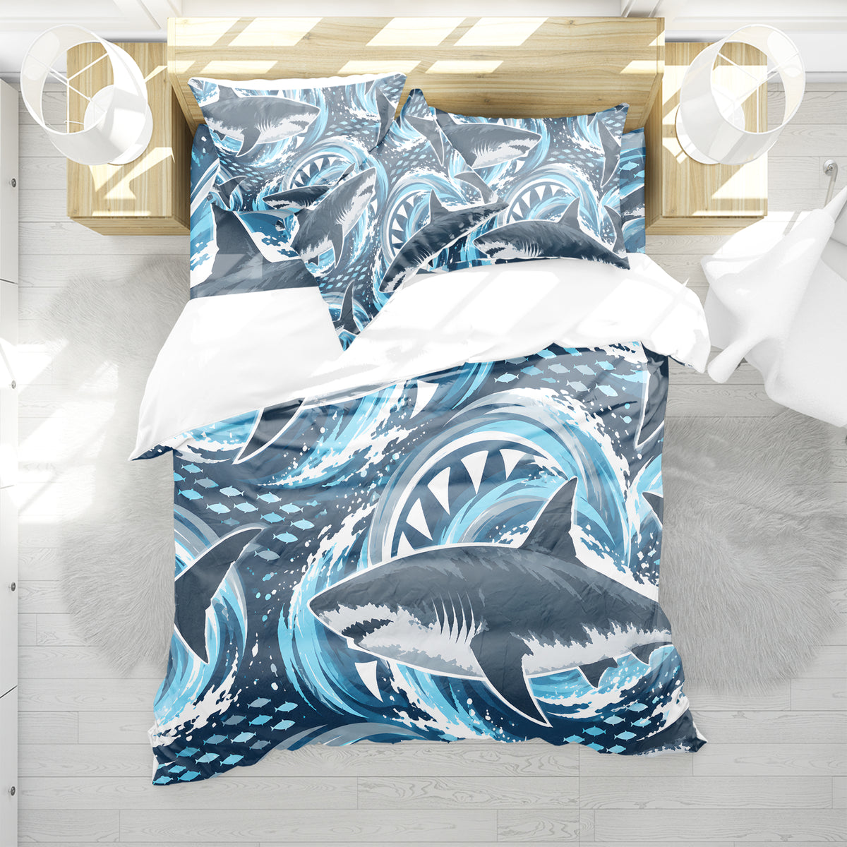 Prehistoric Ocean Kids Duvet Cover Set - Print 29