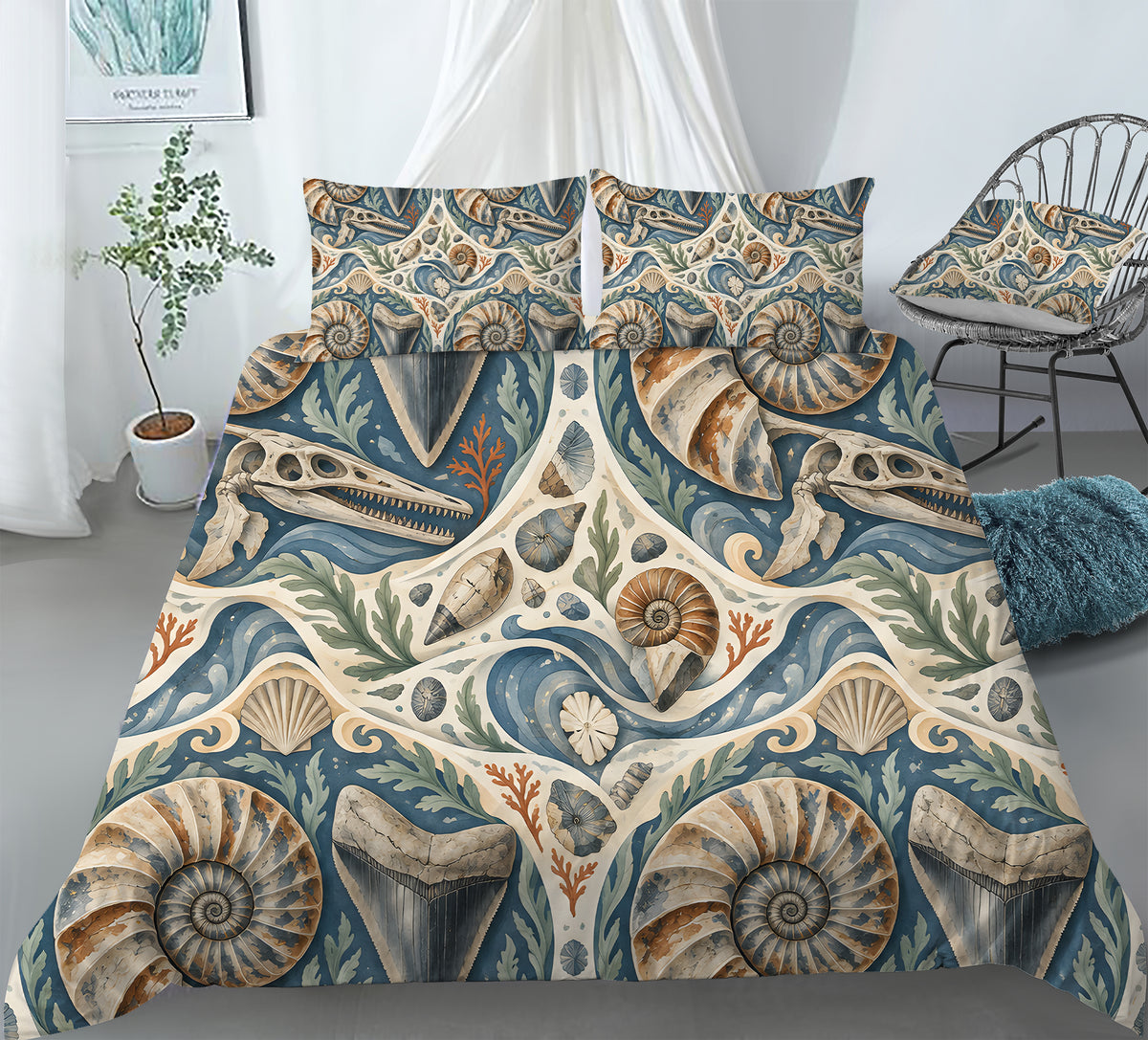 Prehistoric Ocean Kids Duvet Cover Set - Print 33
