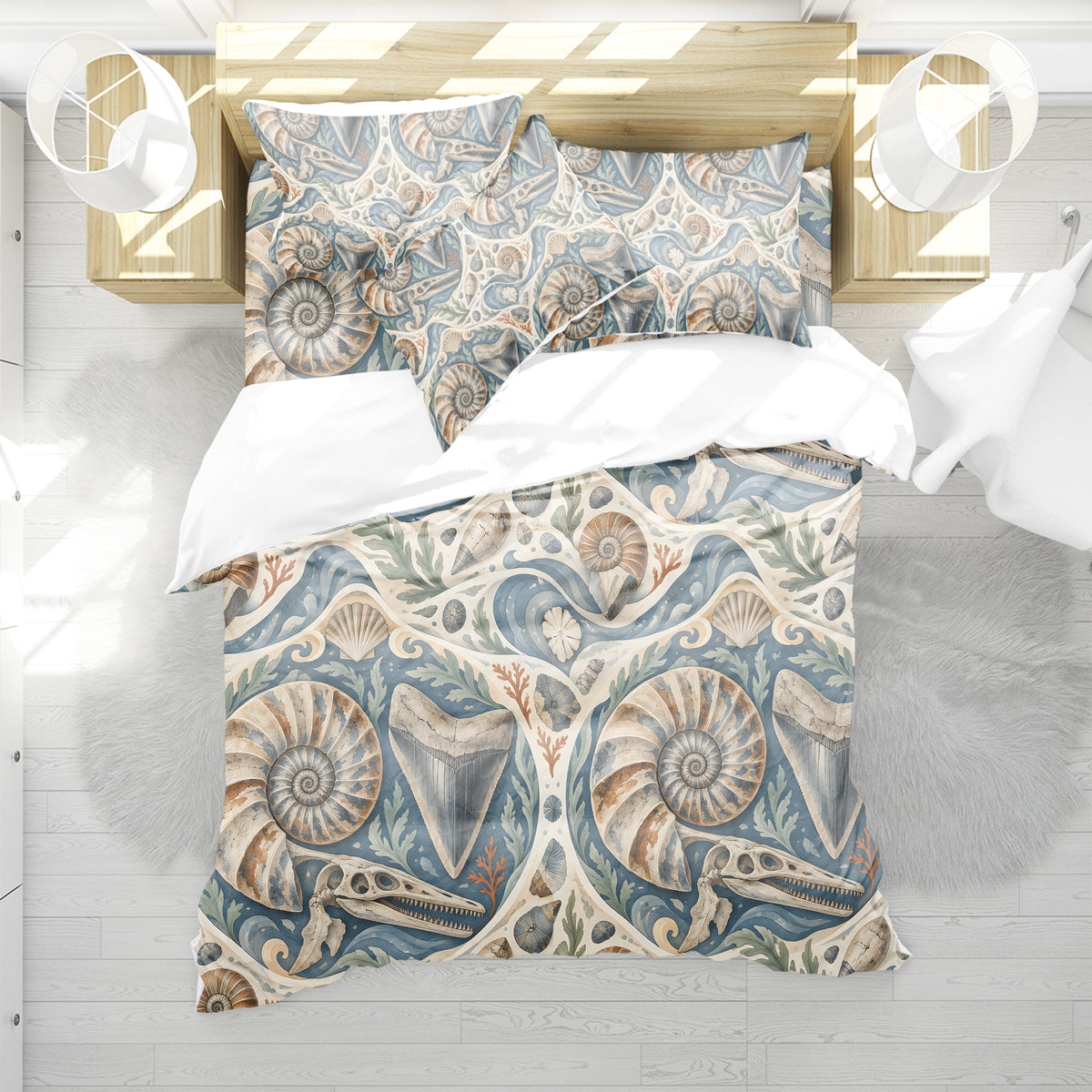 Prehistoric Ocean Kids Duvet Cover Set - Print 35