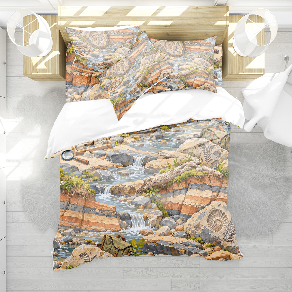 Junior Rockhound Field Camp Duvet Cover Set - Print 11