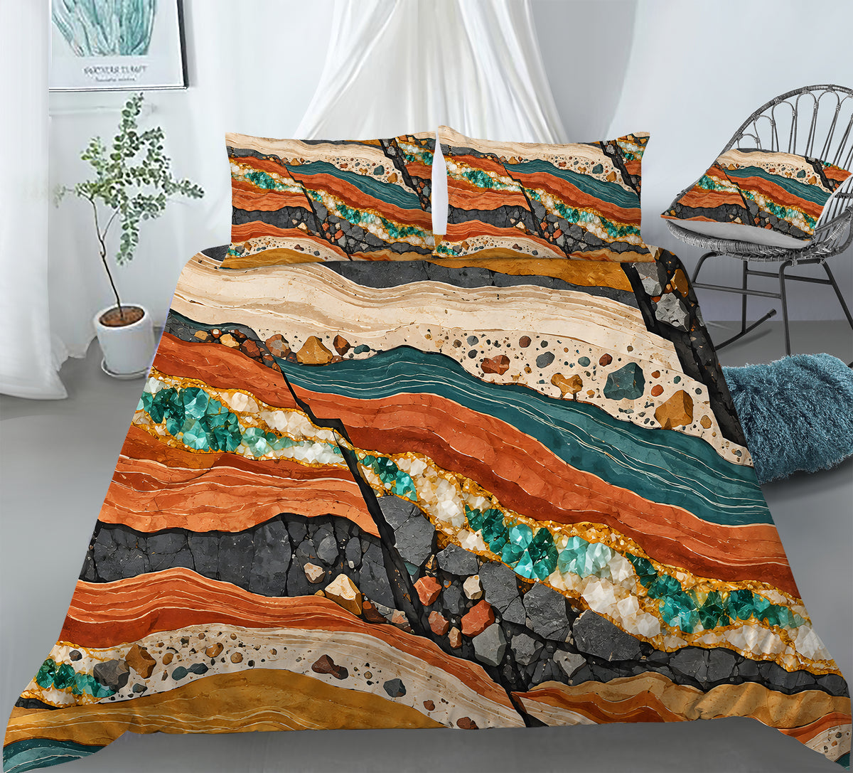Junior Rockhound Field Camp Duvet Cover Set - Print 27