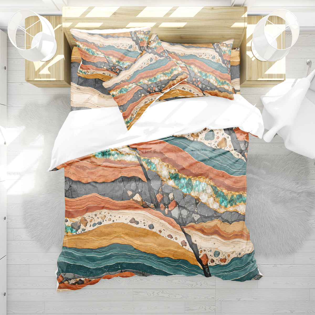 Junior Rockhound Field Camp Duvet Cover Set - Print 29