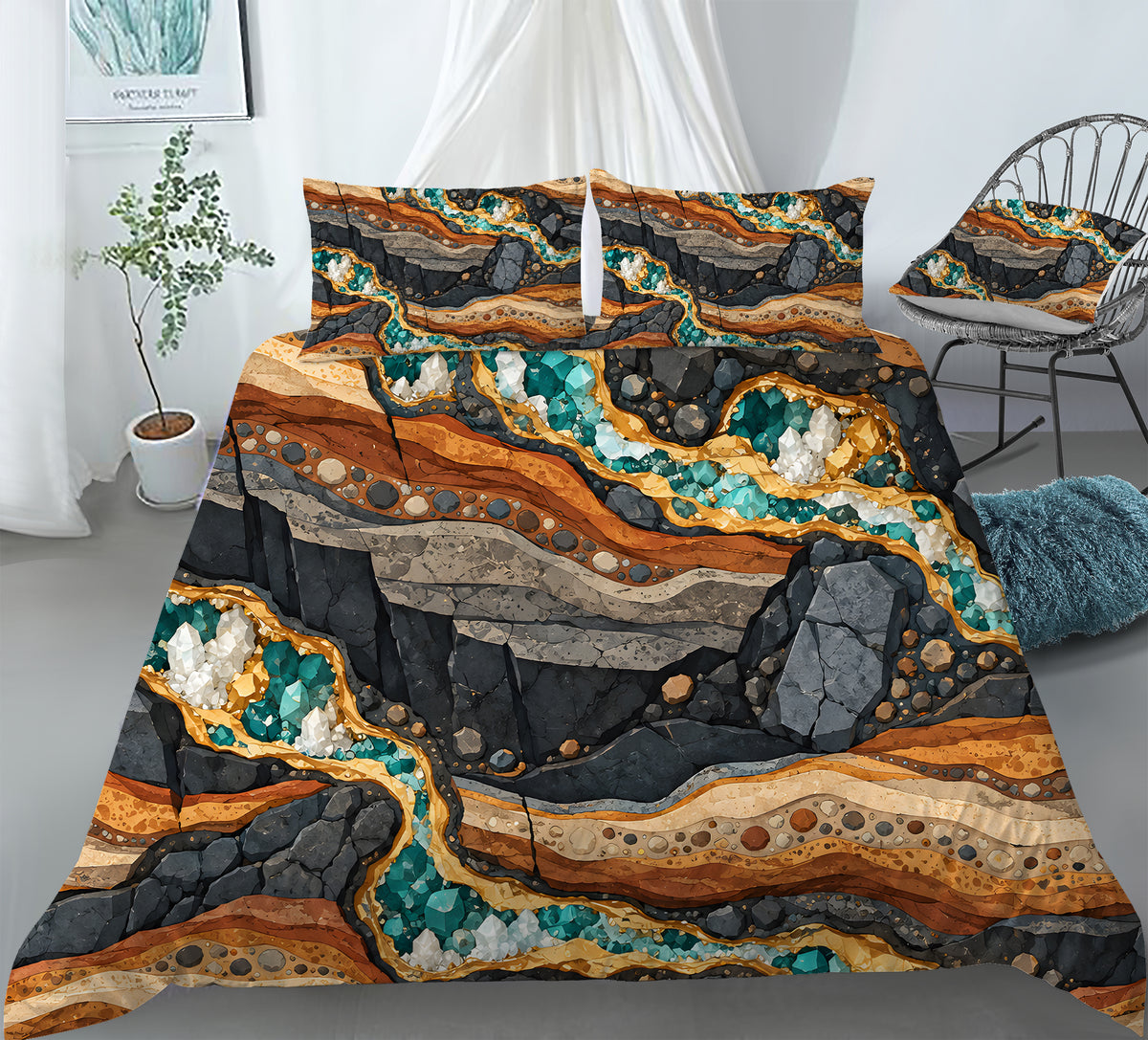Junior Rockhound Field Camp Duvet Cover Set - Print 33