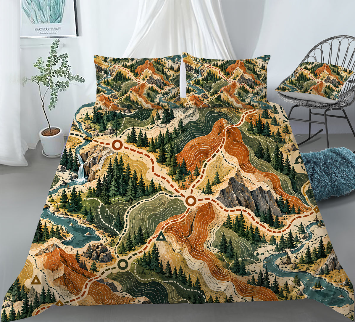 Modern Wayfinder Topography Duvet Cover Set - Print 3