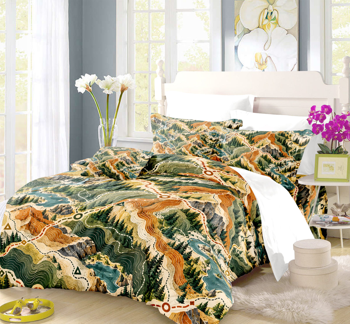 Modern Wayfinder Topography Duvet Cover Set - Print 6