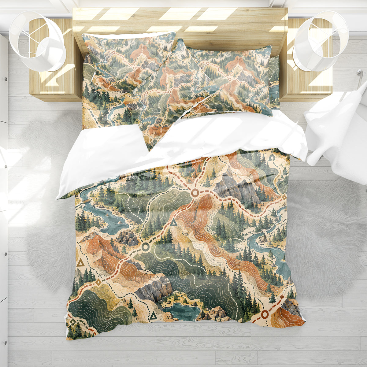 Modern Wayfinder Topography Duvet Cover Set - Print 5