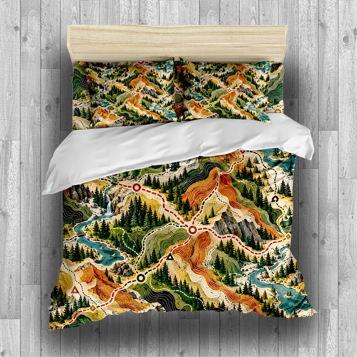 Modern Wayfinder Topography Duvet Cover Set - Print 1