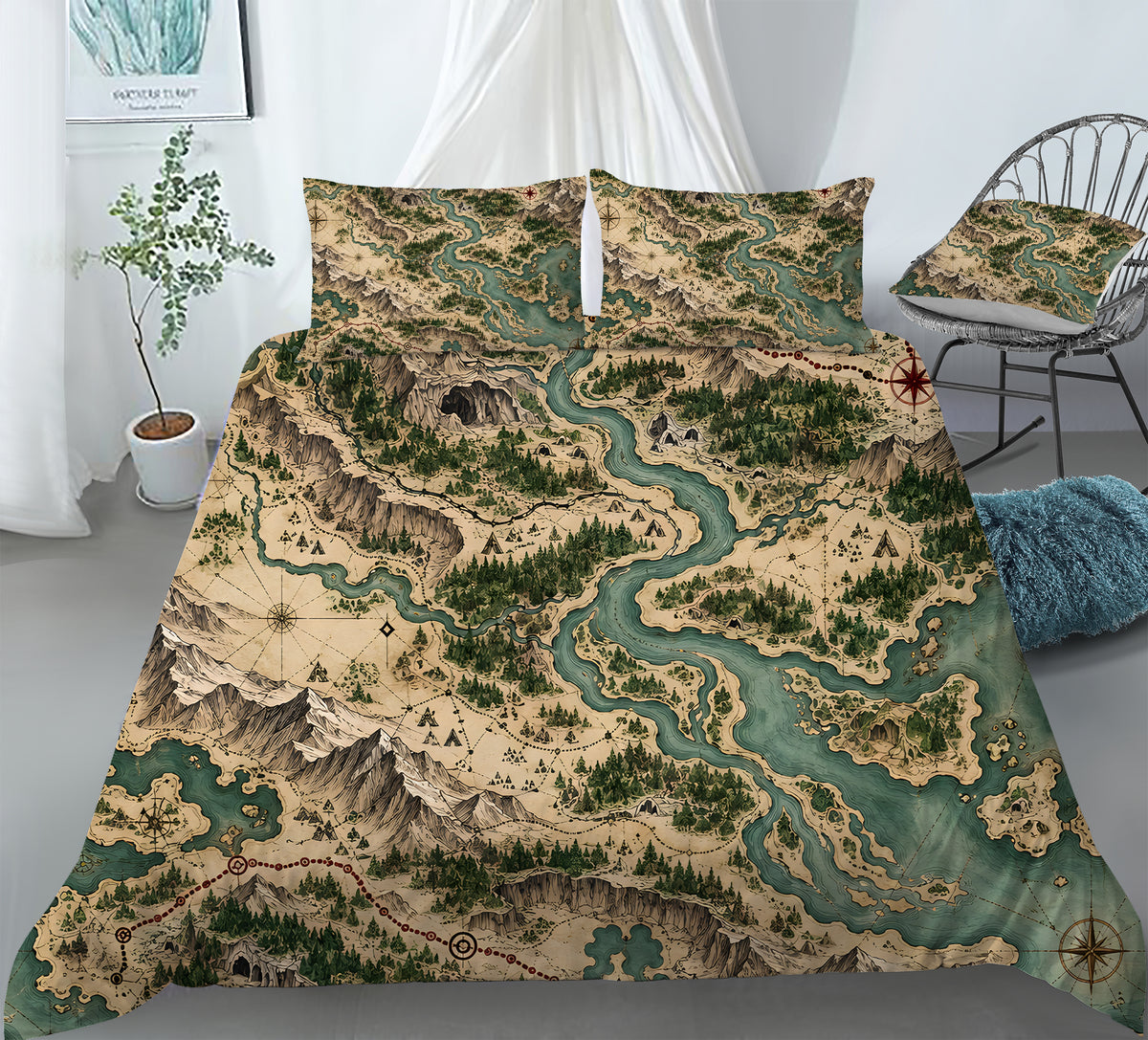 Modern Wayfinder Topography Duvet Cover Set - Print 15