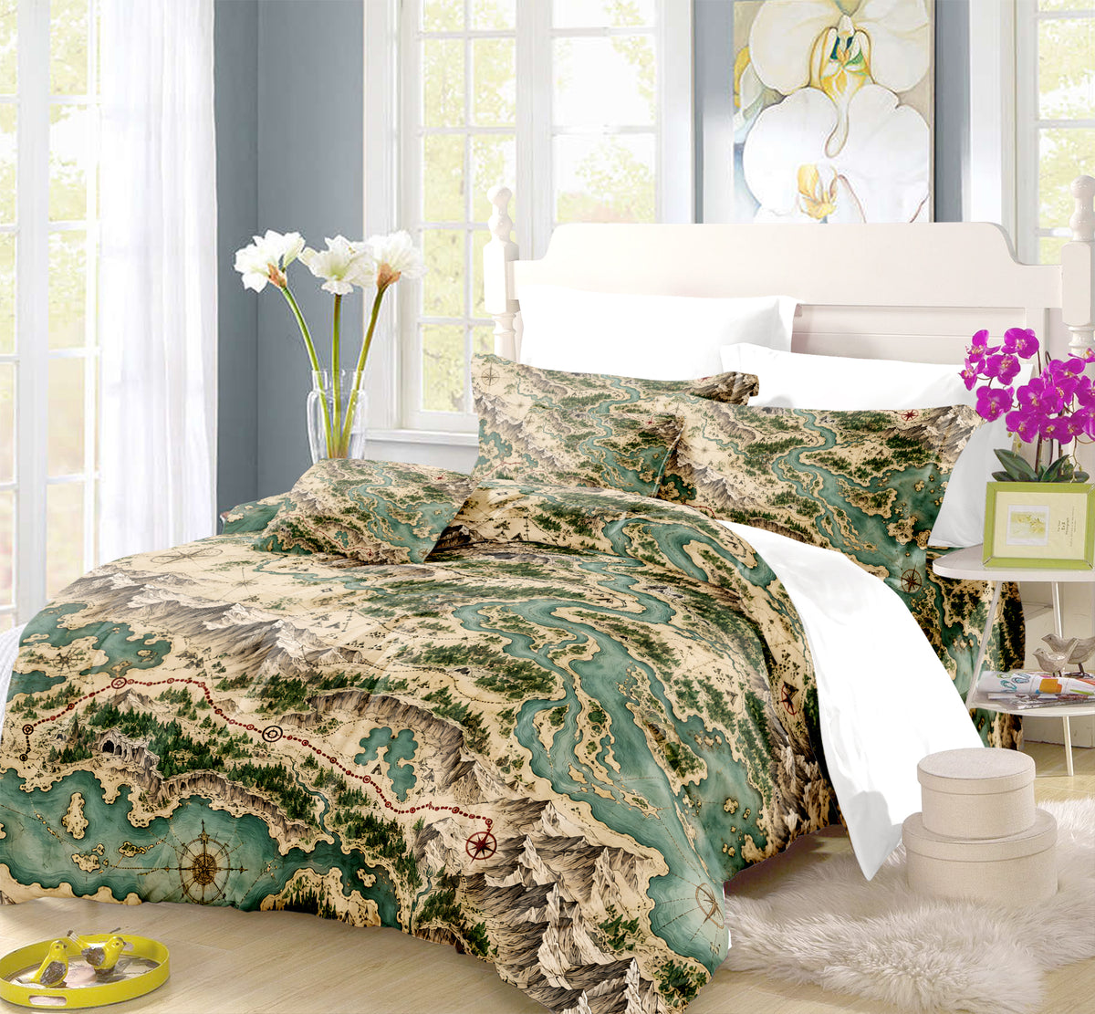 Modern Wayfinder Topography Duvet Cover Set - Print 18