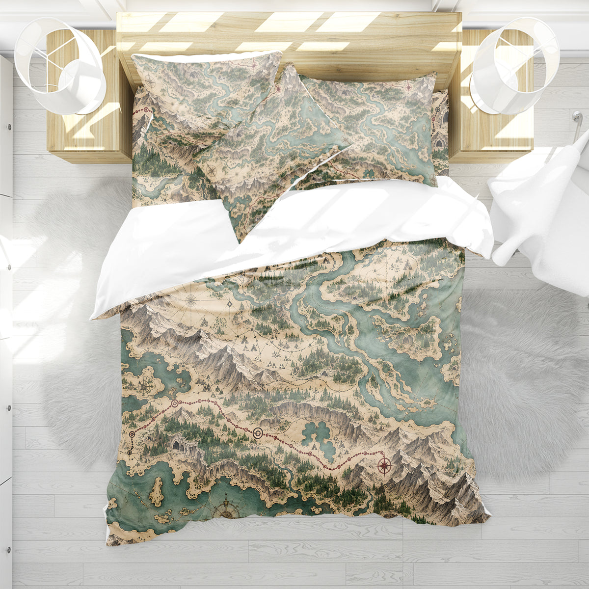 Modern Wayfinder Topography Duvet Cover Set - Print 17