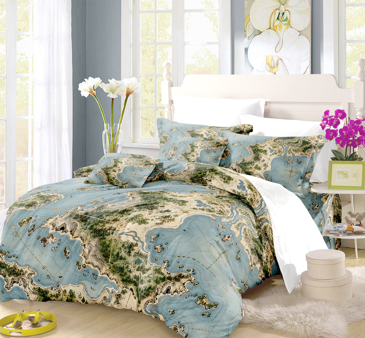 Modern Wayfinder Topography Duvet Cover Set - Print 24