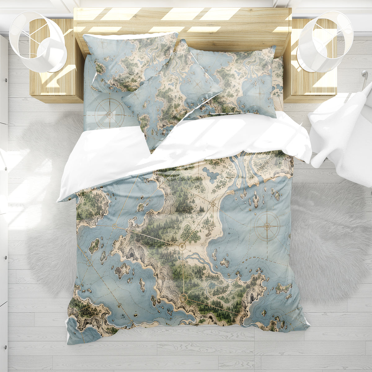 Modern Wayfinder Topography Duvet Cover Set - Print 23