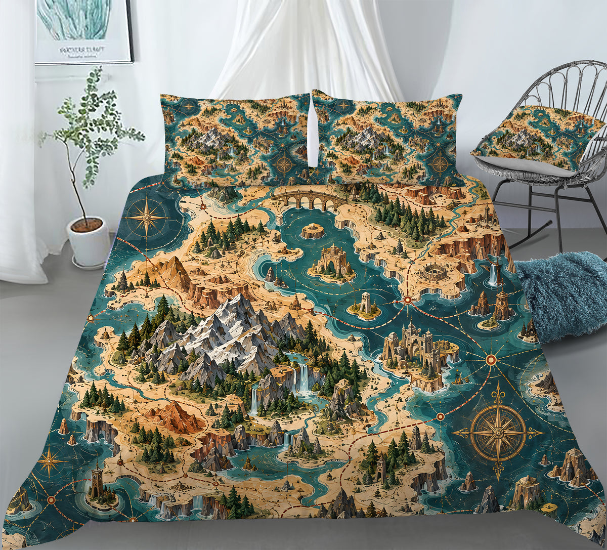 Modern Wayfinder Topography Duvet Cover Set - Print 27
