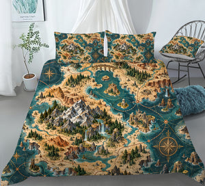 Modern Wayfinder Topography Duvet Cover Set - Print 27