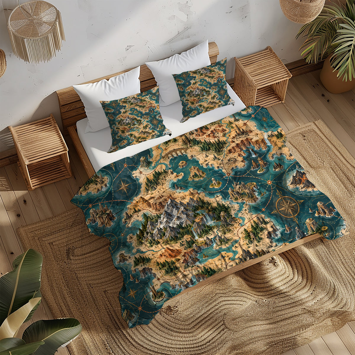 Modern Wayfinder Topography Duvet Cover Set - Print 26