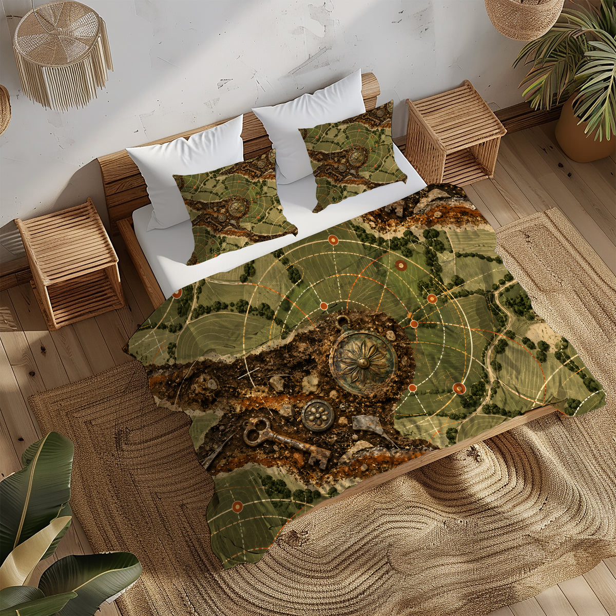 Modern Wayfinder Topography Duvet Cover Set - Print 32
