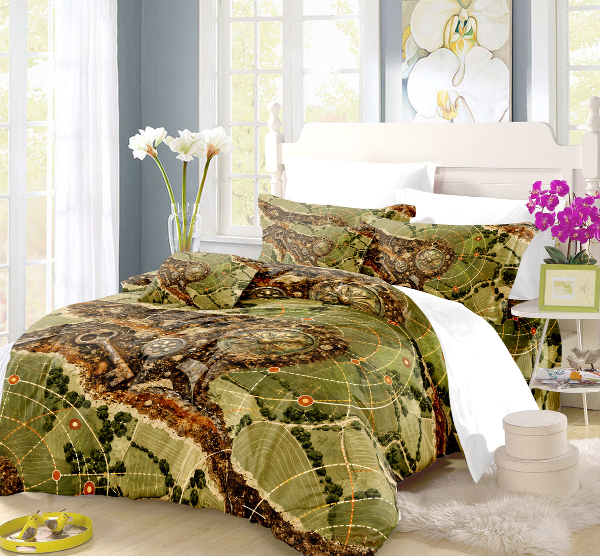 Modern Wayfinder Topography Duvet Cover Set - Print 36