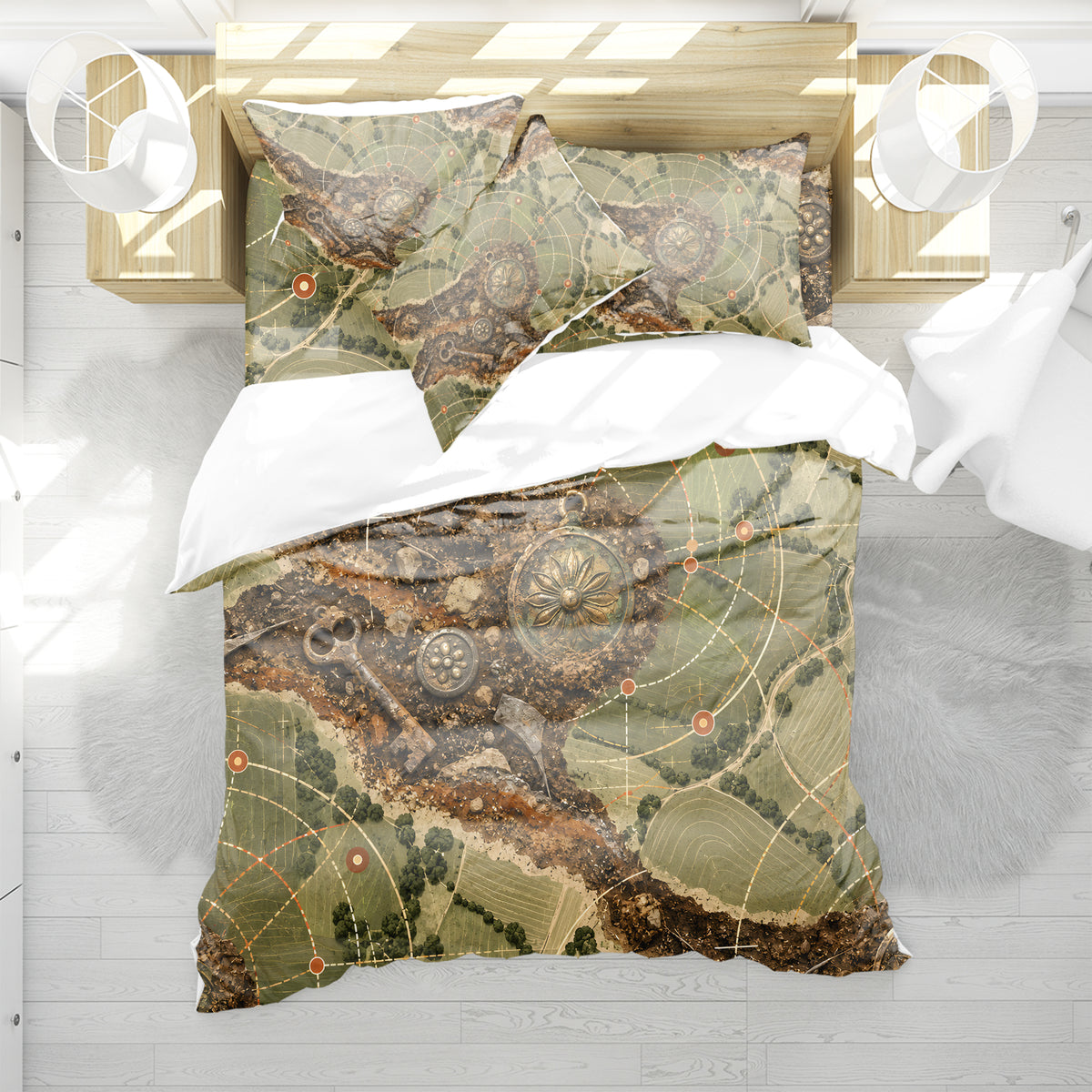 Modern Wayfinder Topography Duvet Cover Set - Print 35