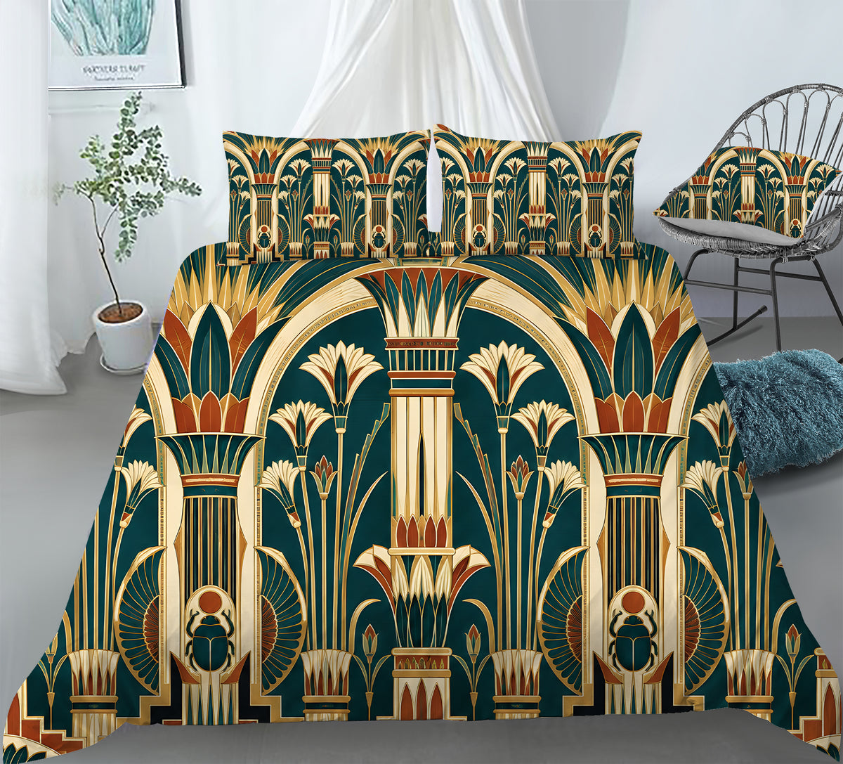 Ancient Egypt Revival Duvet Cover Set - Print 9