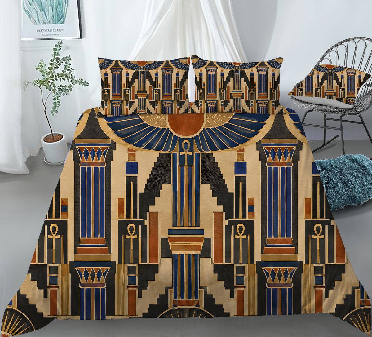 Ancient Egypt Revival Duvet Cover Set - Print 27