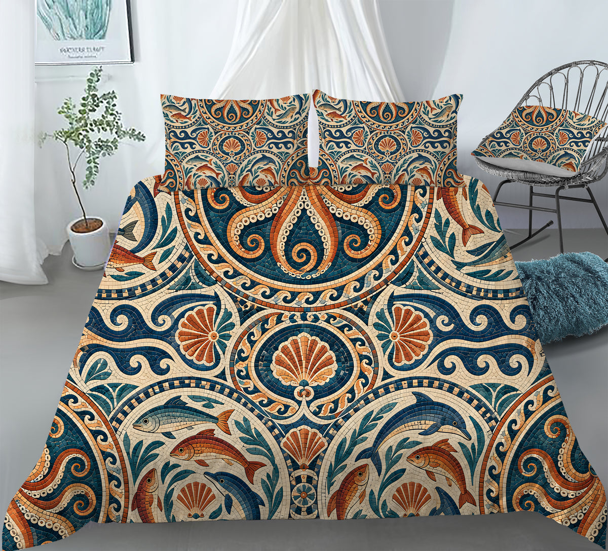 Ancient Rome Mosaic Duvet Cover Set - Print 3
