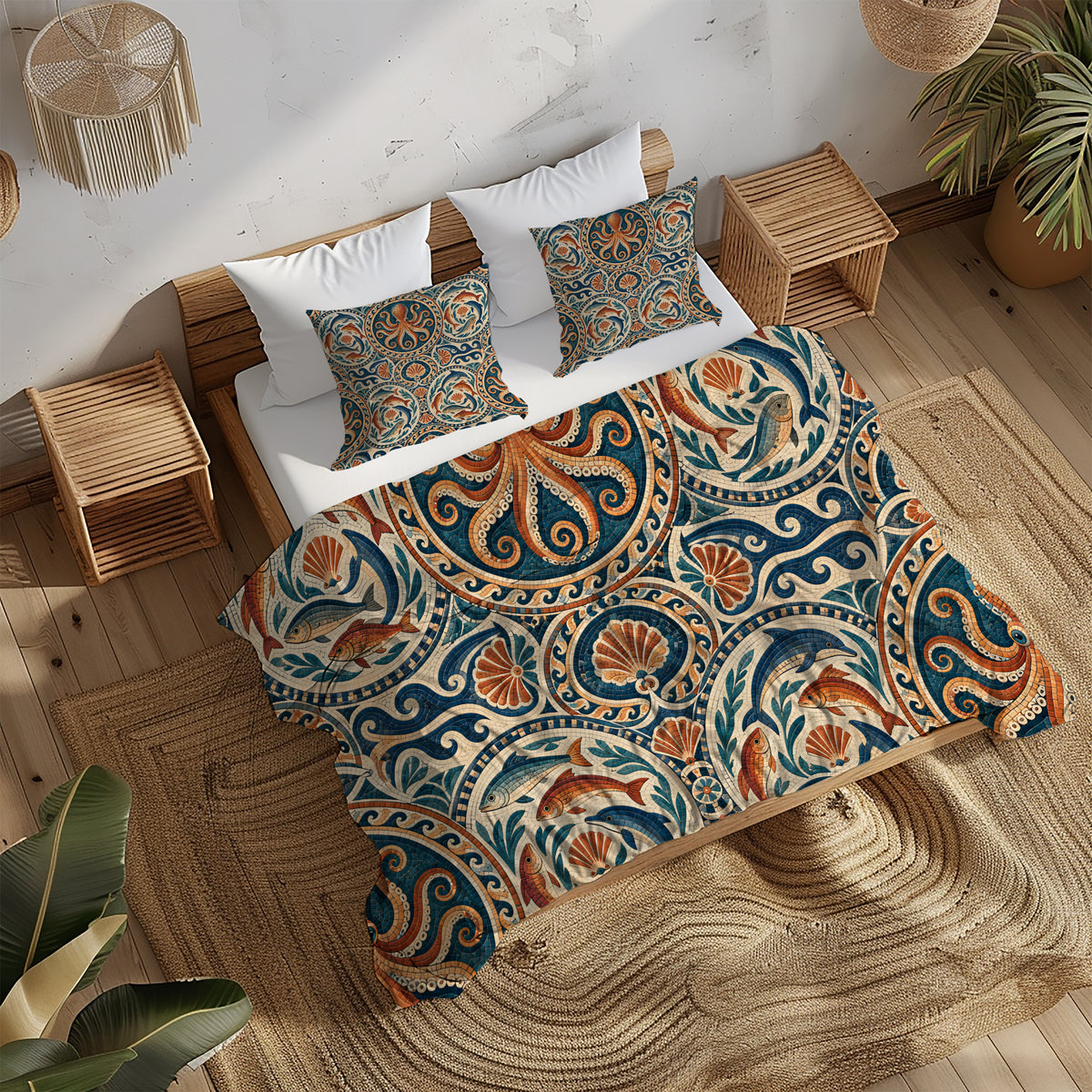 Ancient Rome Mosaic Duvet Cover Set - Print 2