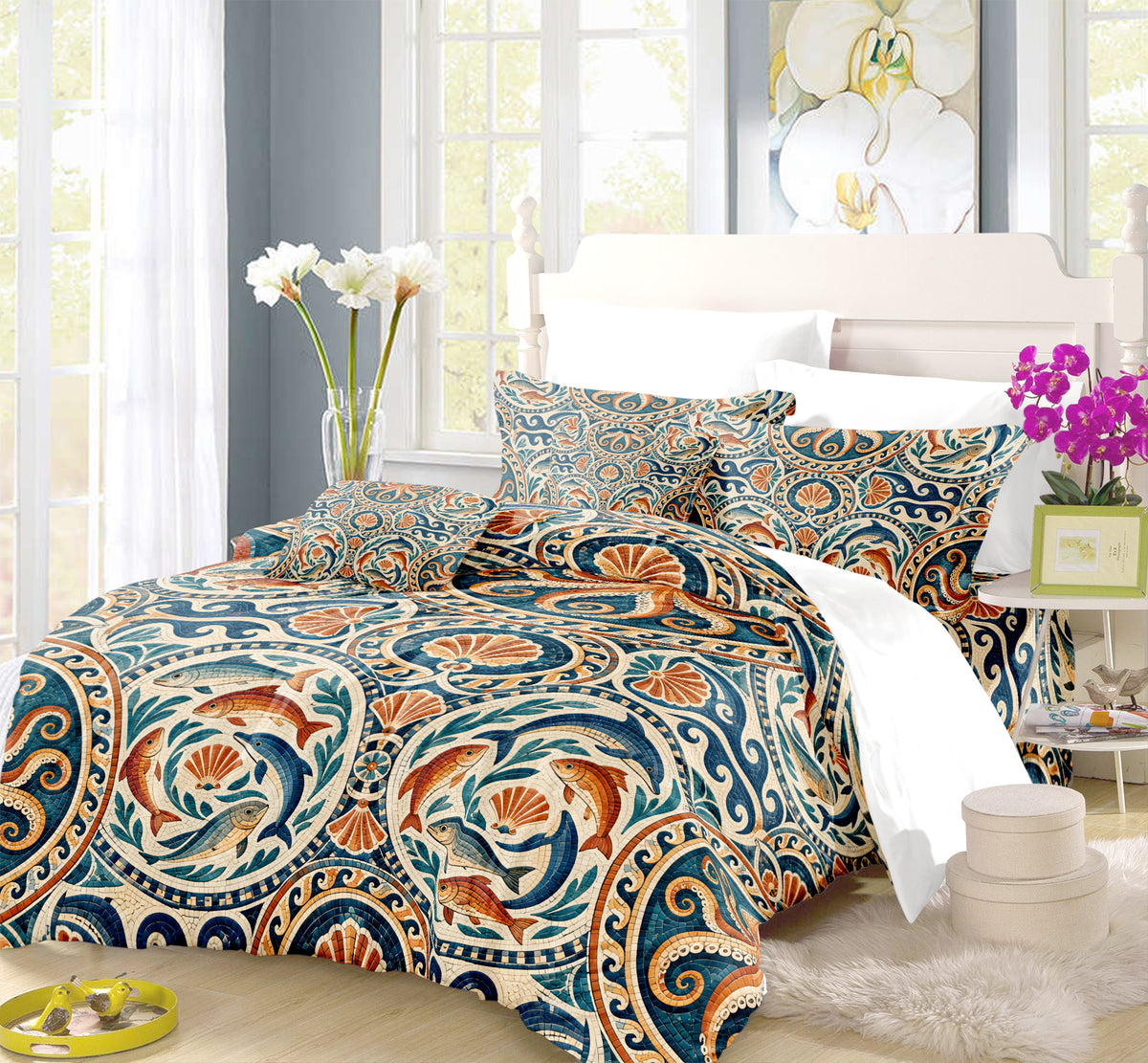 Ancient Rome Mosaic Duvet Cover Set - Print 6