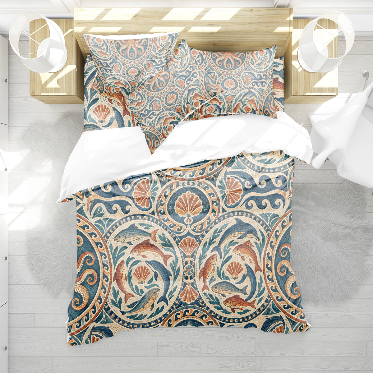 Ancient Rome Mosaic Duvet Cover Set - Print 5