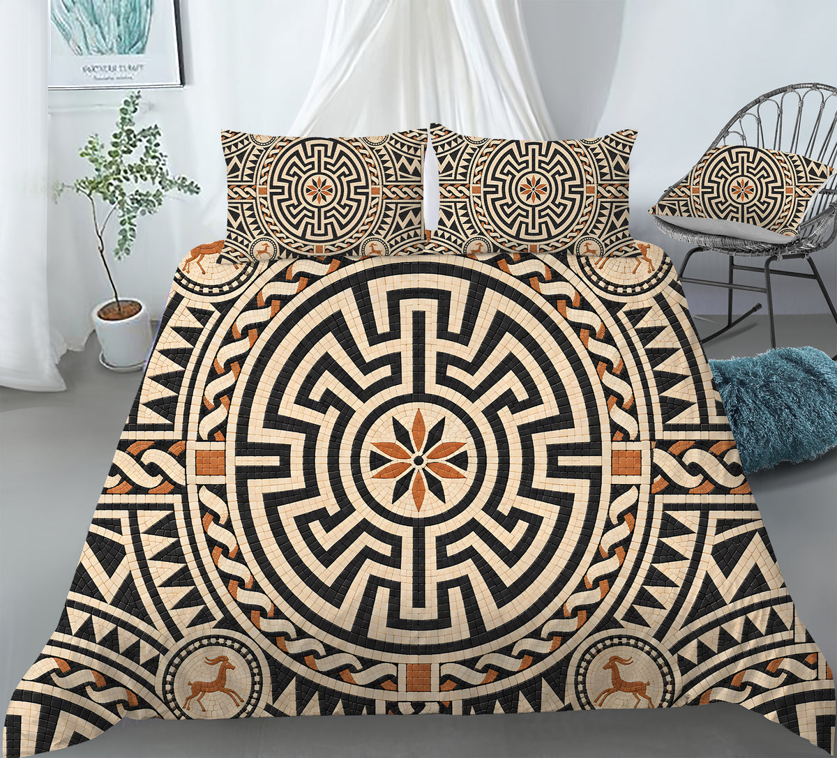 Ancient Rome Mosaic Duvet Cover Set - Print 21