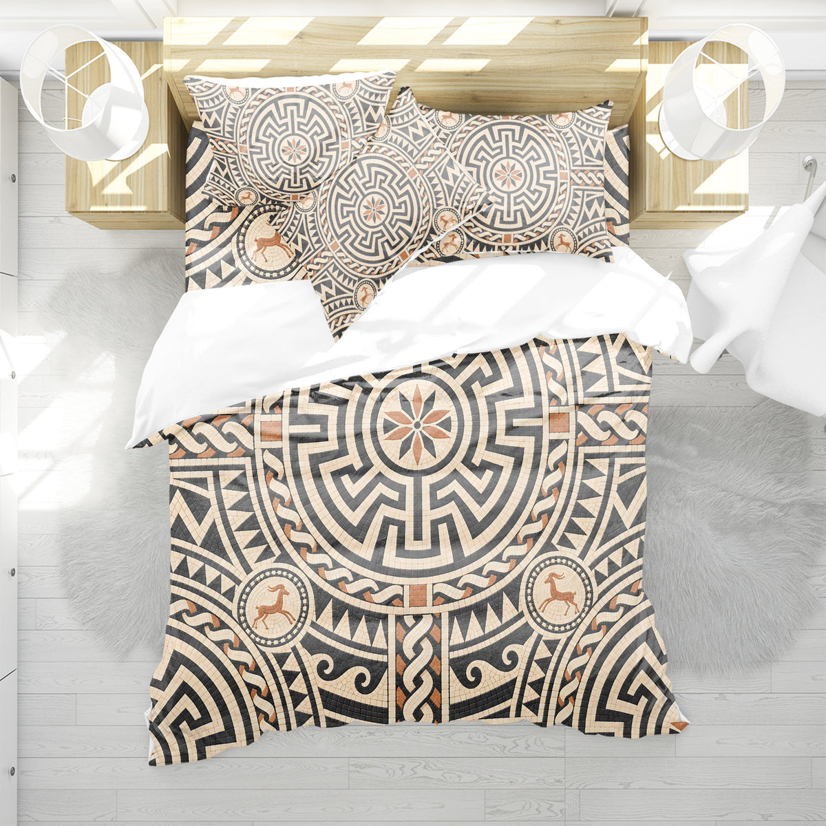 Ancient Rome Mosaic Duvet Cover Set - Print 23