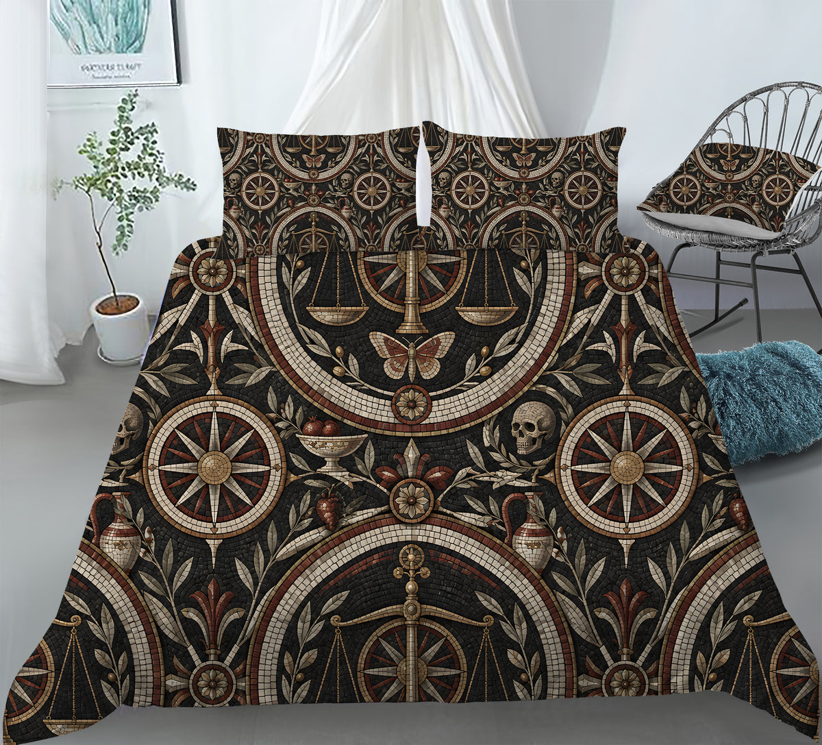 Ancient Rome Mosaic Duvet Cover Set - Print 33