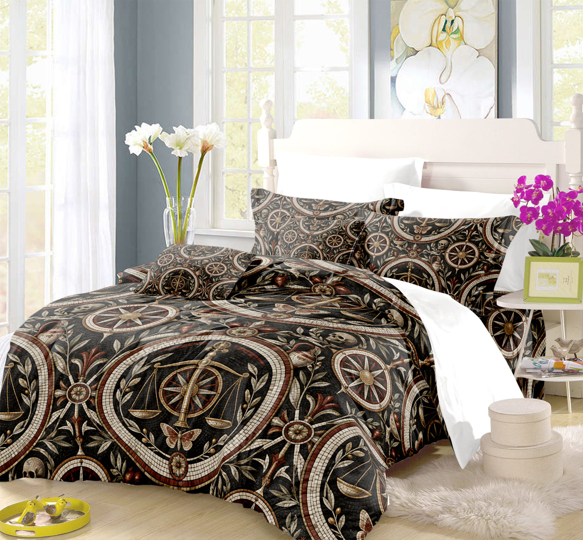 Ancient Rome Mosaic Duvet Cover Set - Print 36