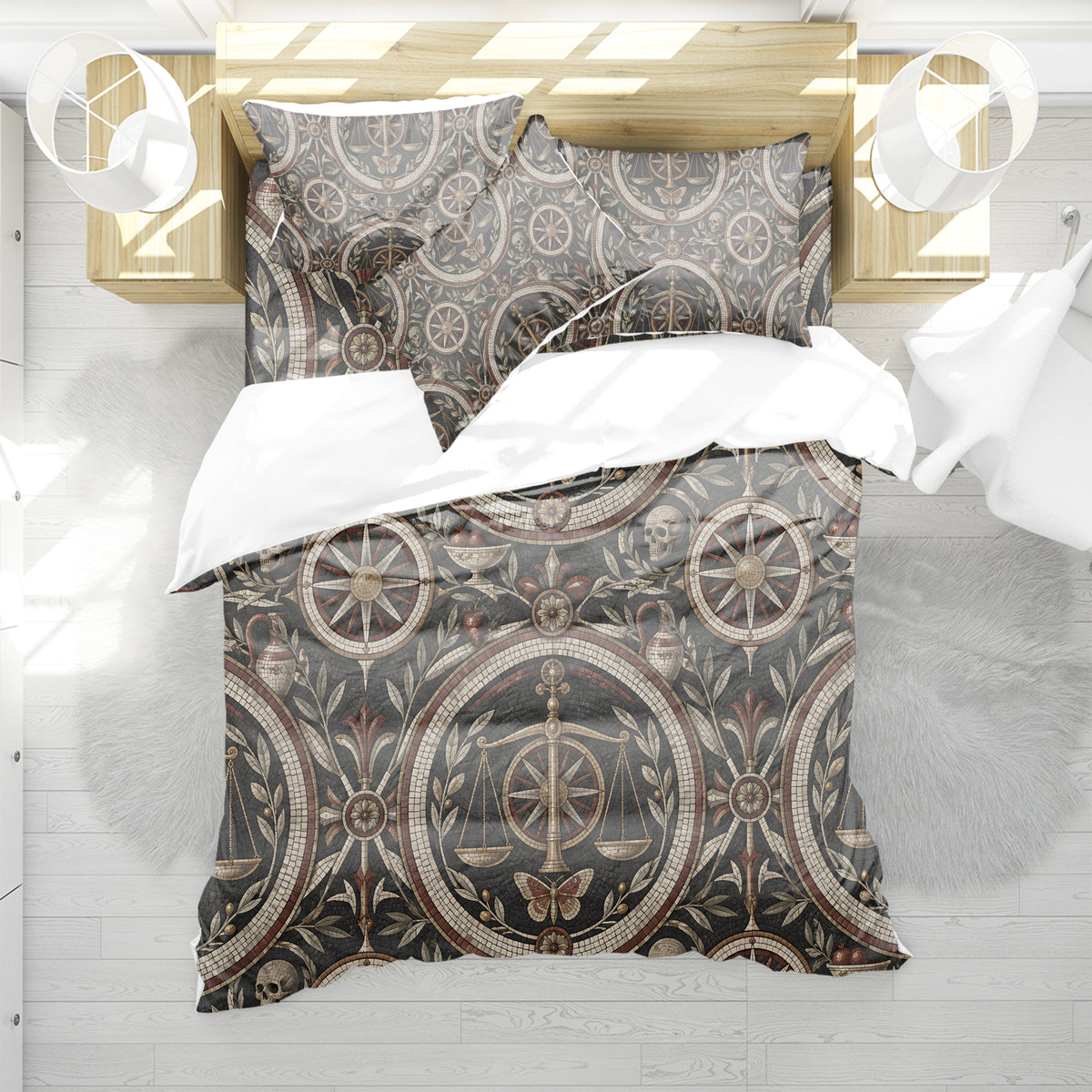 Ancient Rome Mosaic Duvet Cover Set - Print 35
