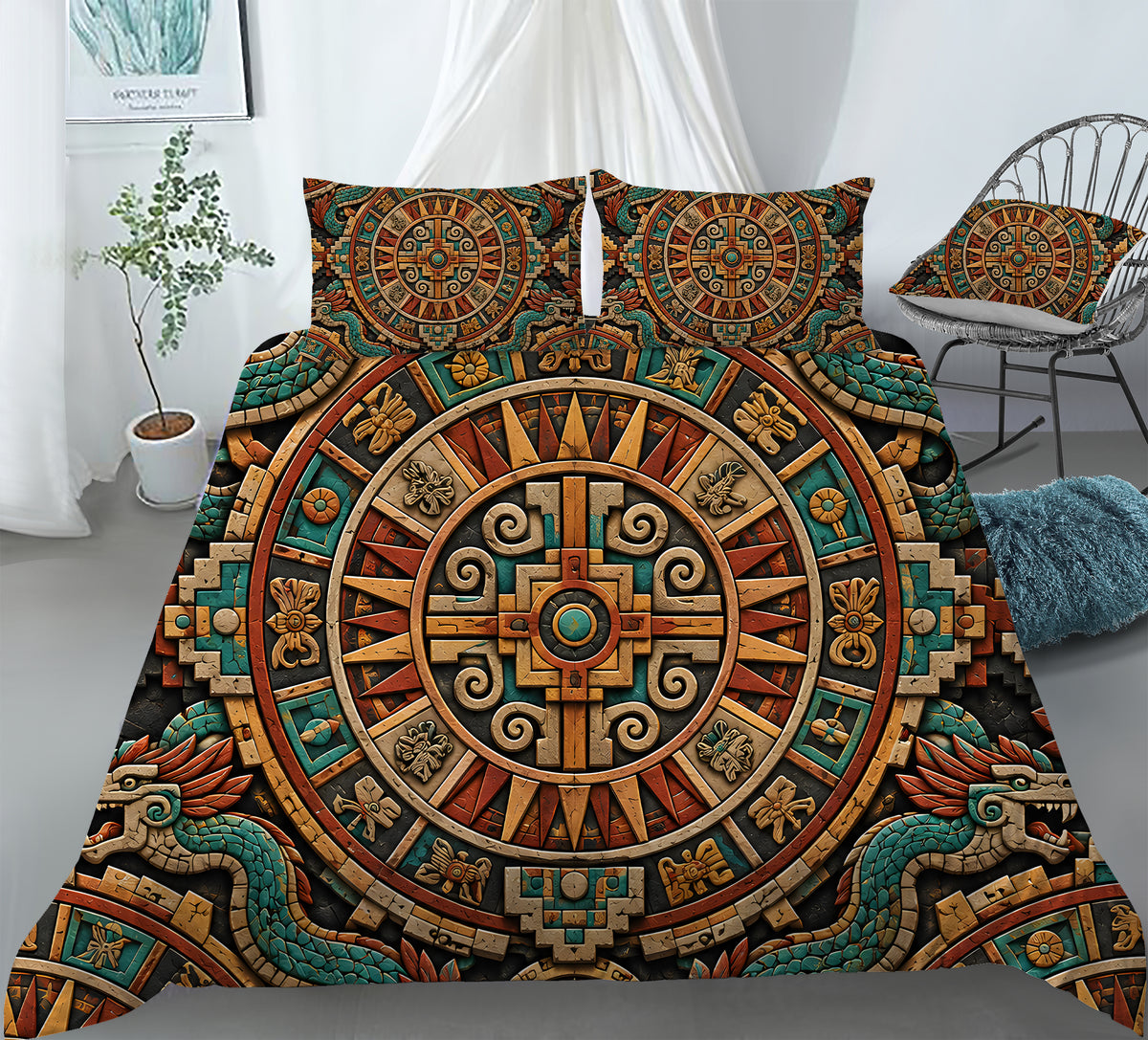 Mesoamerican Civilizations Duvet Cover Set - Print 3