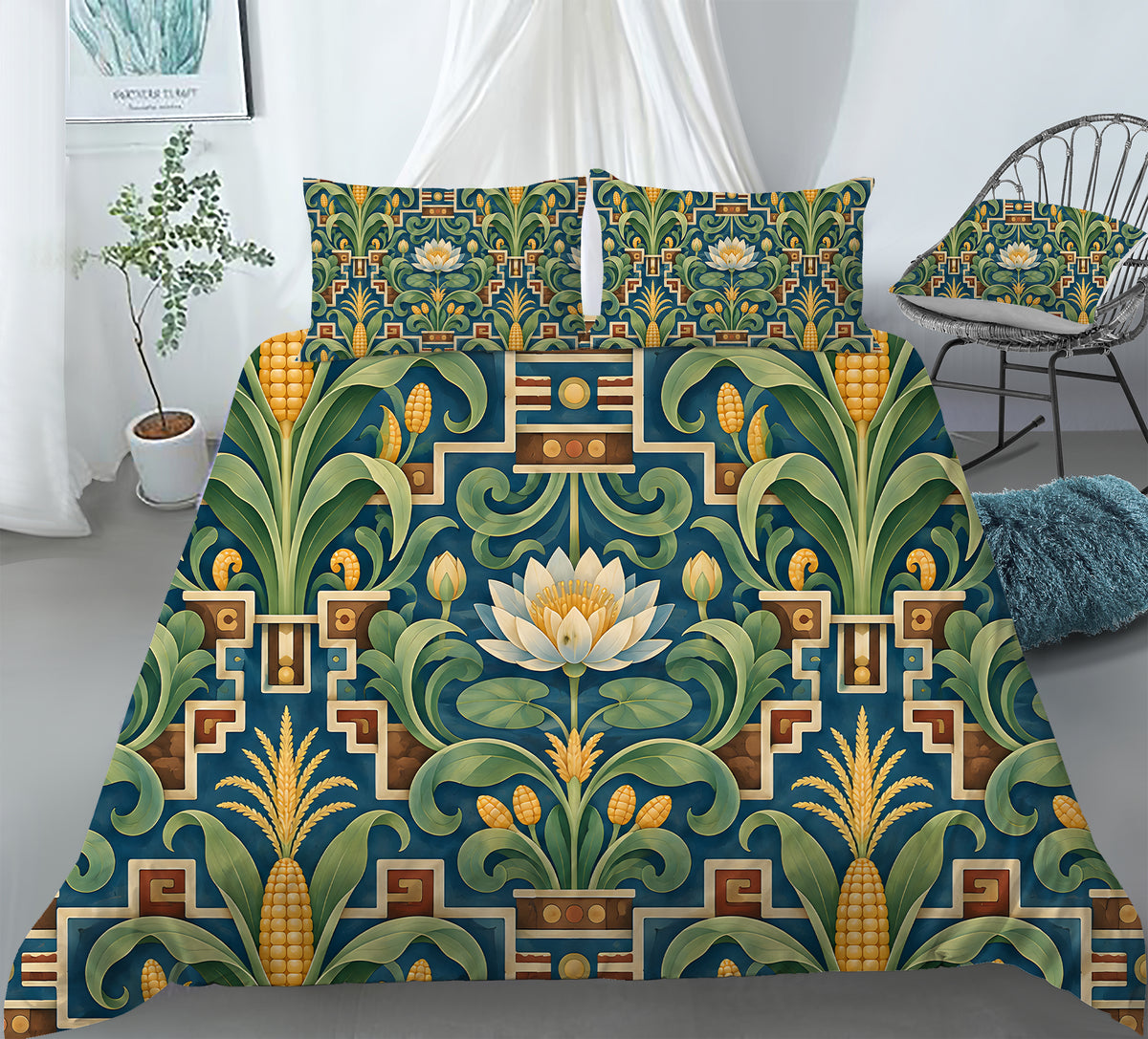 Mesoamerican Civilizations Duvet Cover Set - Print 15