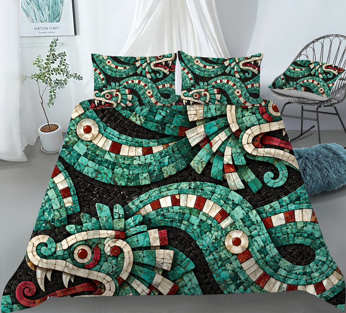 Mesoamerican Civilizations Duvet Cover Set - Print 27
