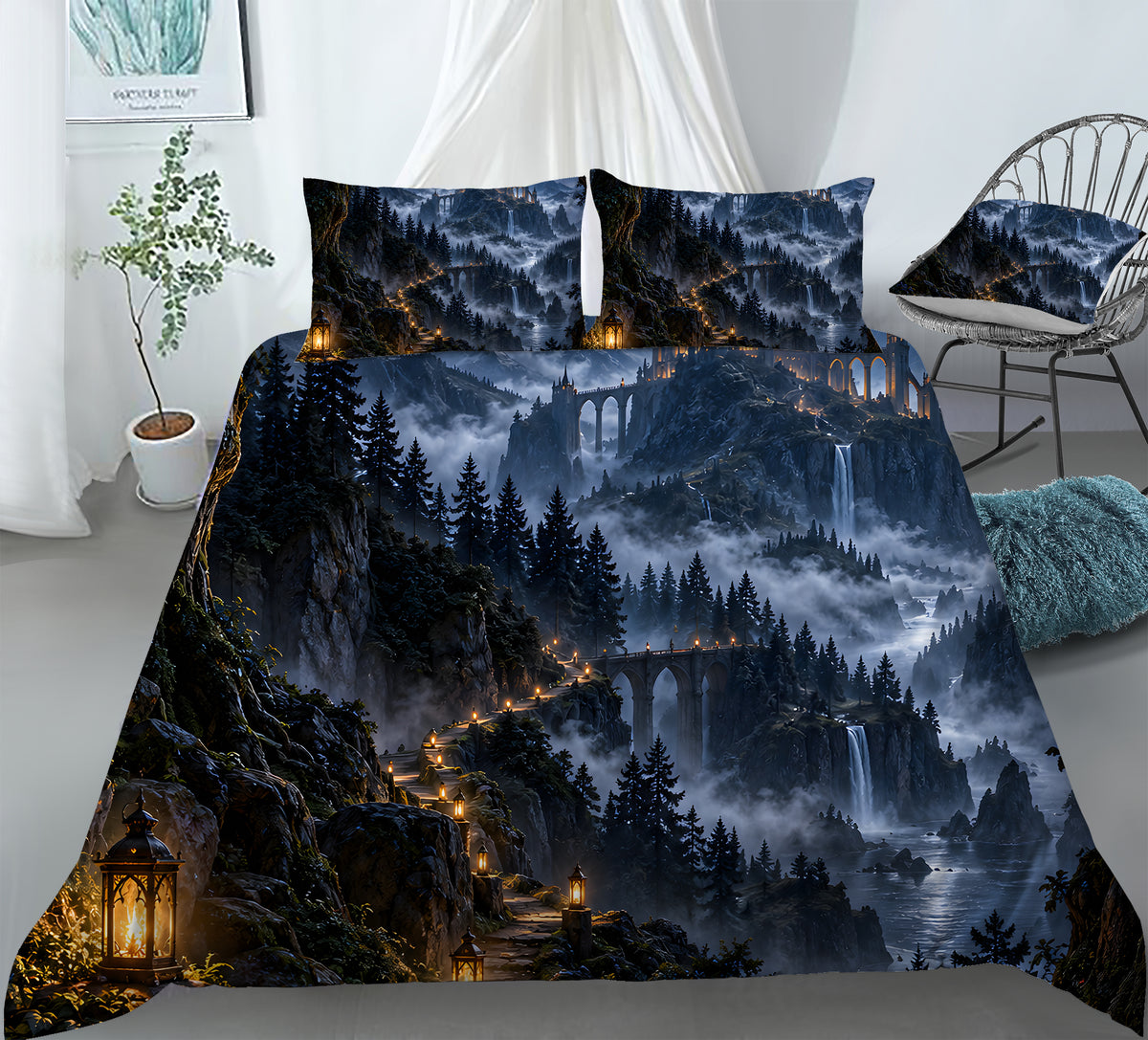 Fantasy Castle Forest Duvet Cover Set - Print 3