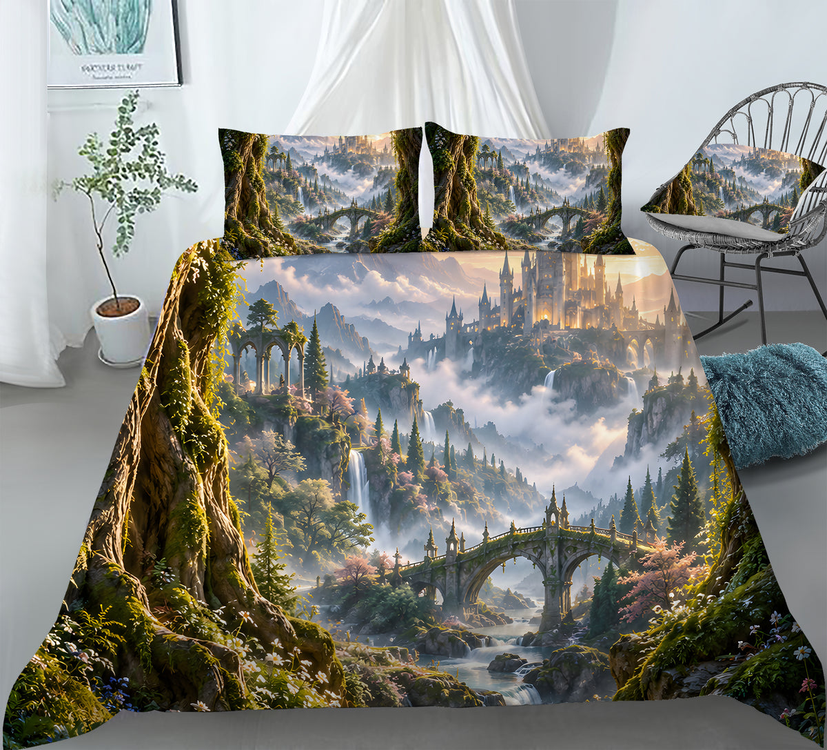 Fantasy Castle Forest Duvet Cover Set - Print 9