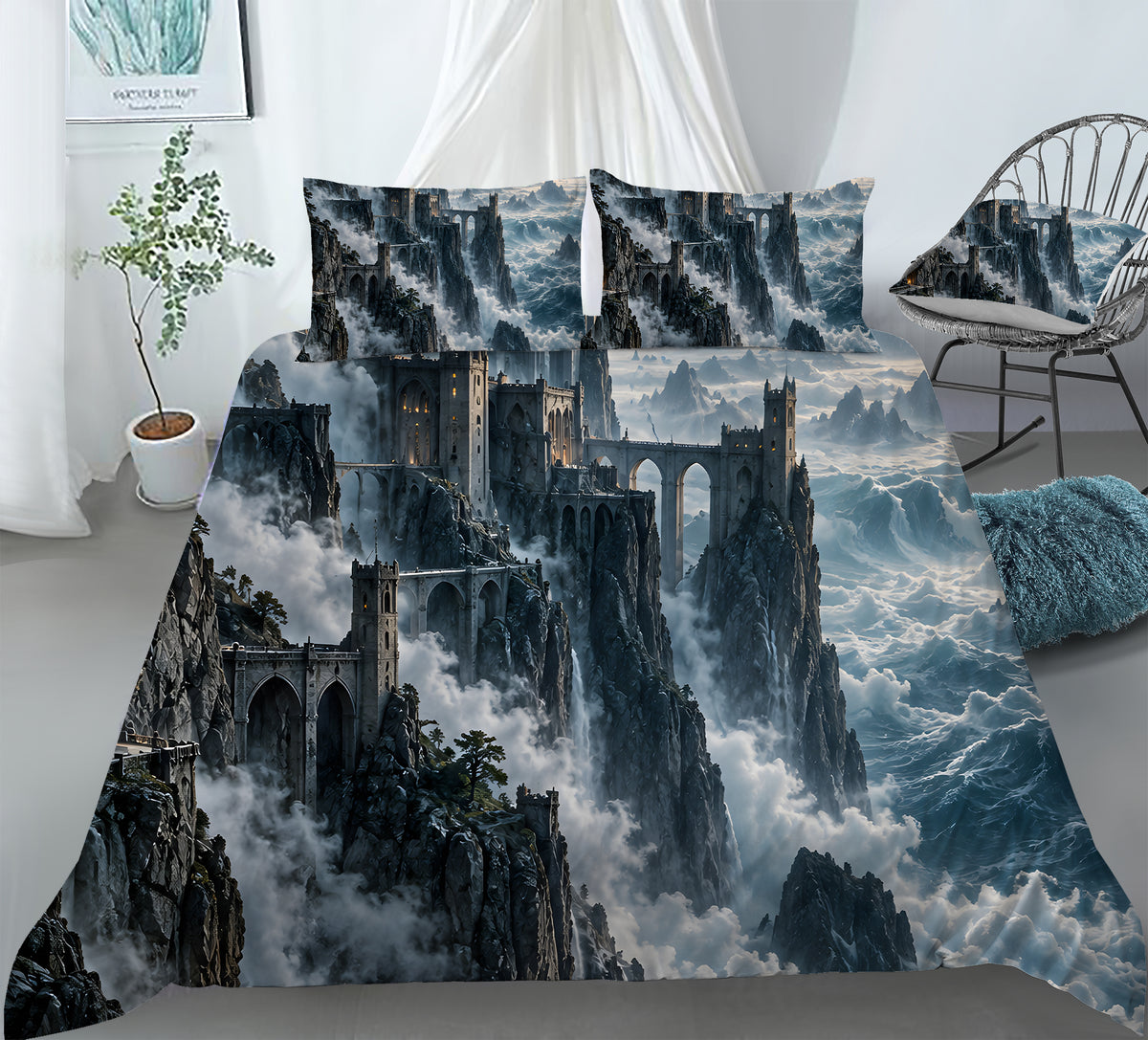 Fantasy Castle Forest Duvet Cover Set - Print 33