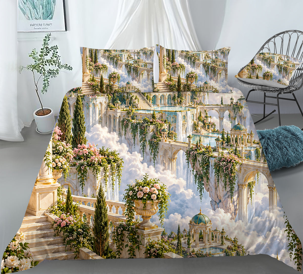 Floating Sky Kingdom Duvet Cover Set - Print 9