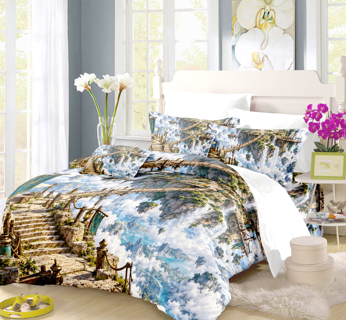 Floating Sky Kingdom Duvet Cover Set - Print 18