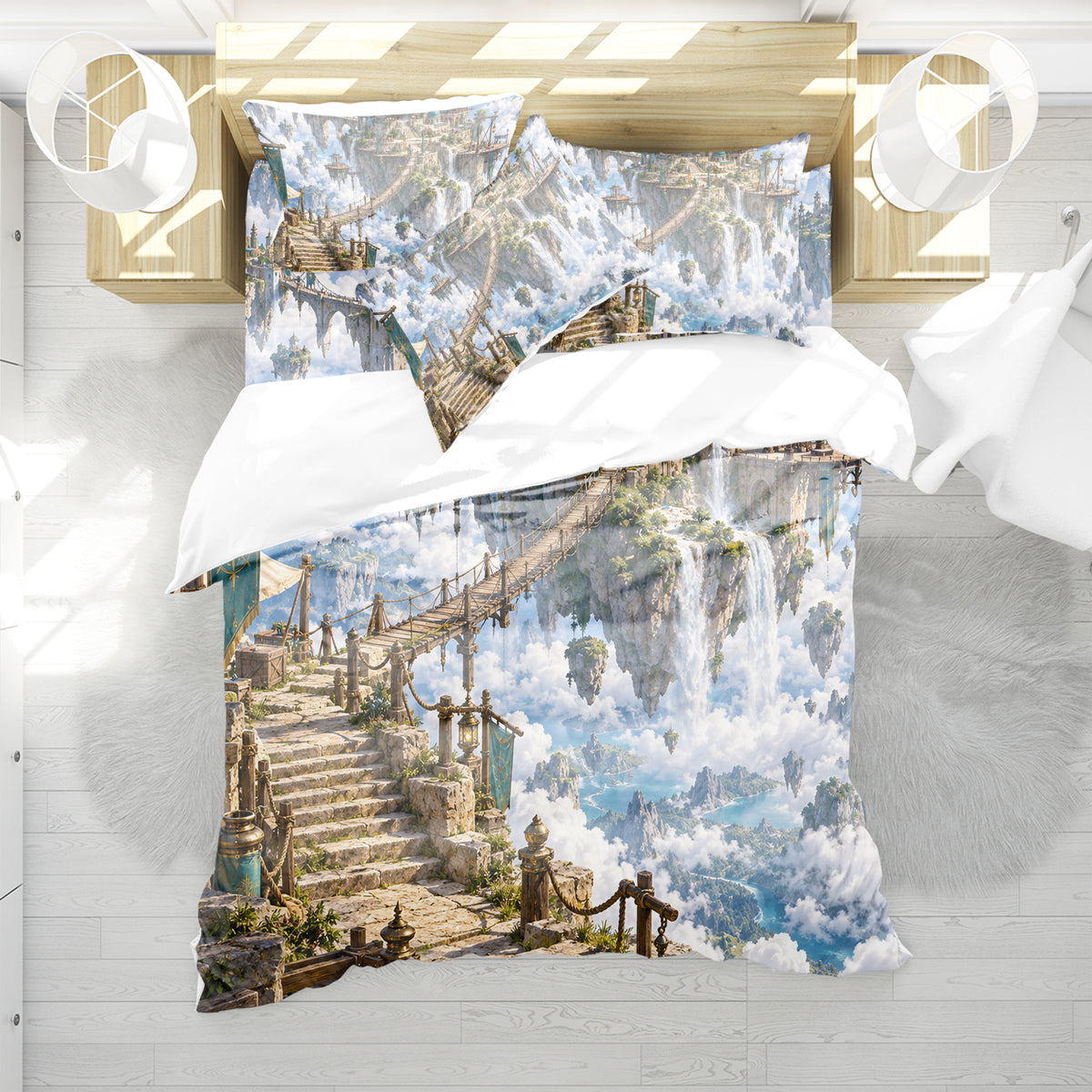 Floating Sky Kingdom Duvet Cover Set - Print 17