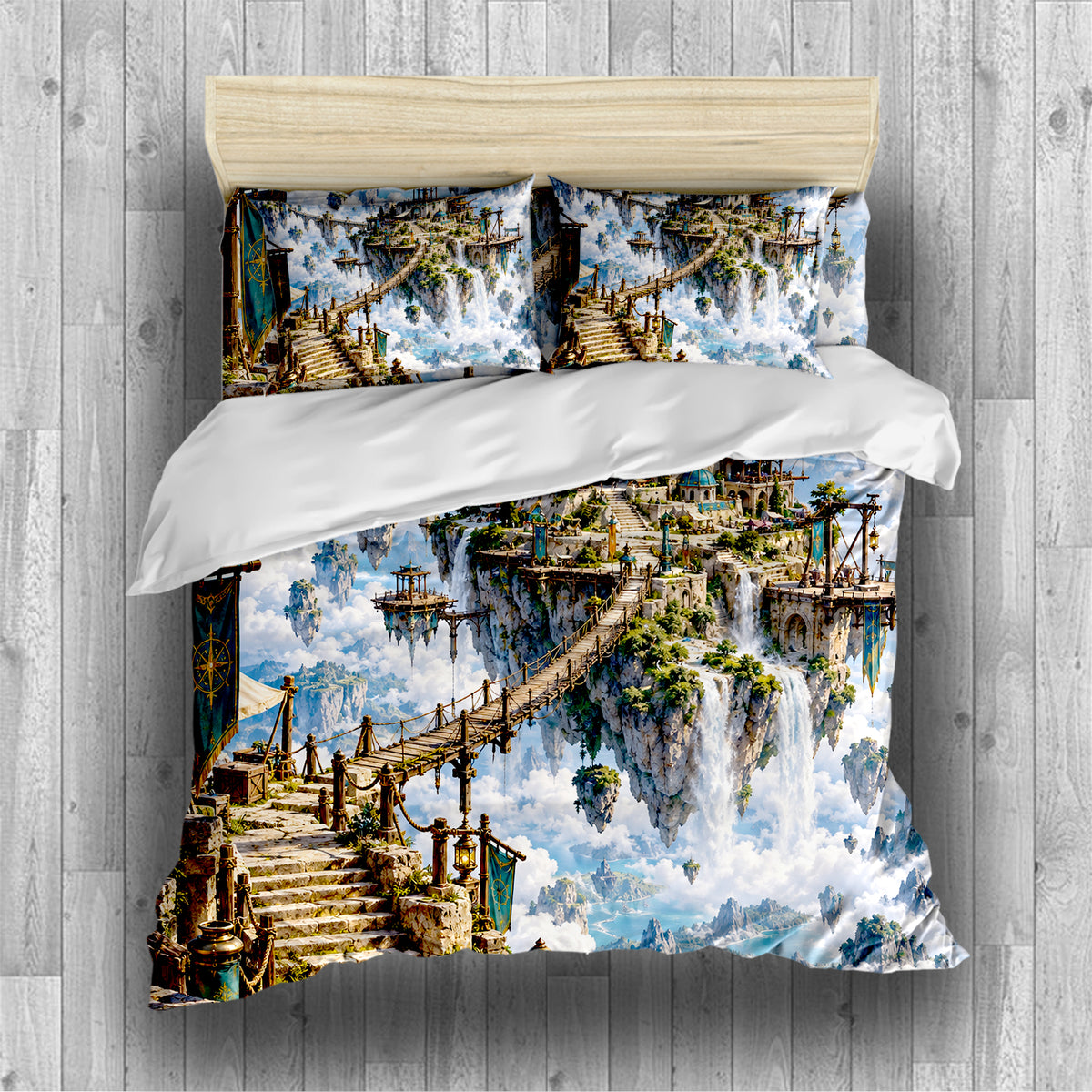 Floating Sky Kingdom Duvet Cover Set - Print 13